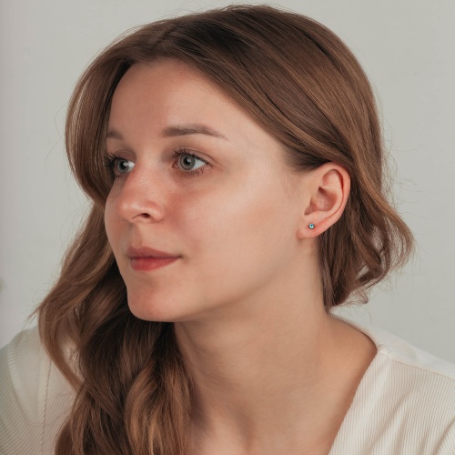 Пусеты Fiore Luna Cubic zirconia Blue Topaz, SWE0128 BT S фото 2